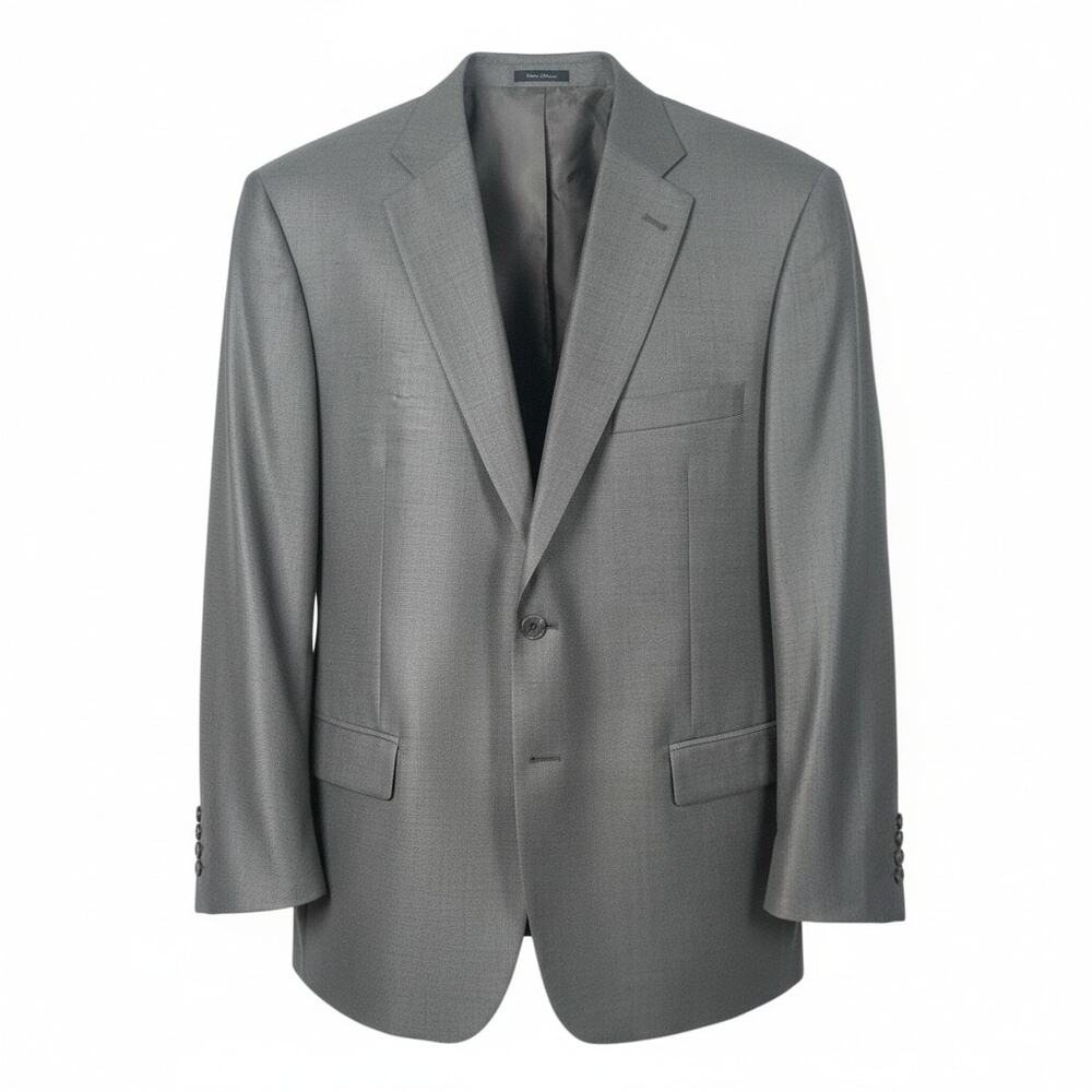 C Turnbury Men's 48R Wool Silk Blend Gray Black Two-Button Blazer Jacket Career